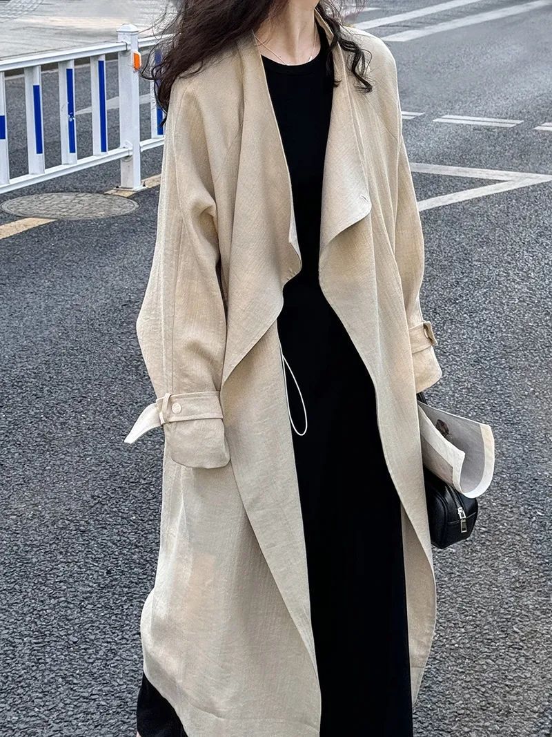 Above-the-knee Trench Coat Women's Versatile Outerwear