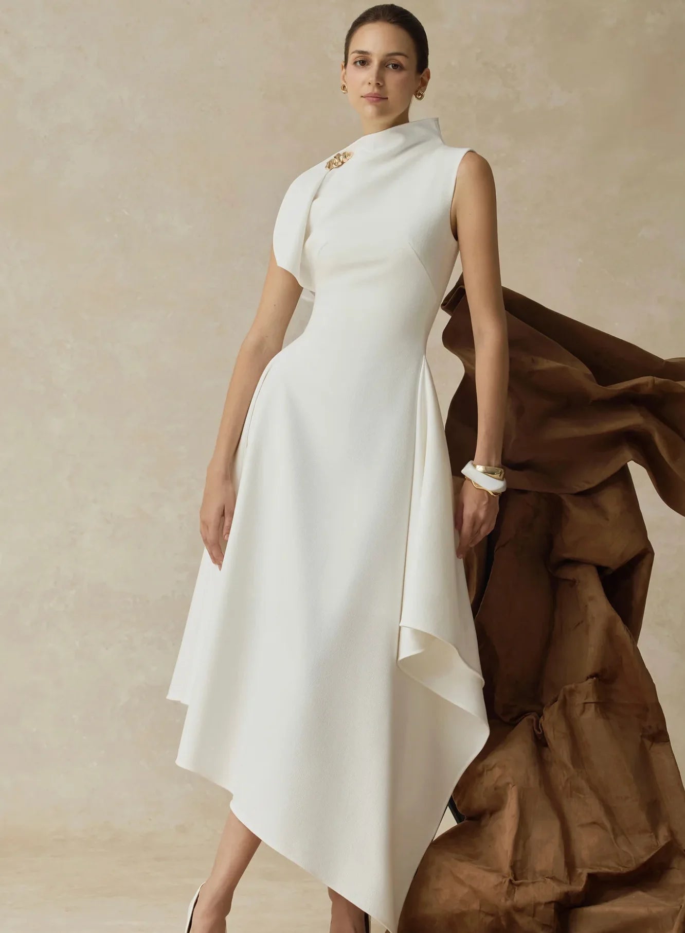 2026 Spring Fashion Elegant White Satin Stretch Evening Dress High-Wai –  Anyra Noir Collection