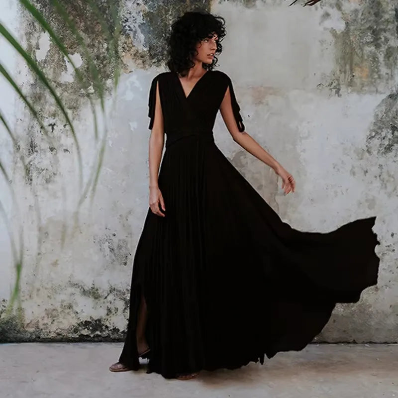 2025 Summer Party Vacation Vestidos Sexy Off Shoulder Sleeveless Maxi Dresses Khaki Hollow Out Lace up Backless Women Long Dress