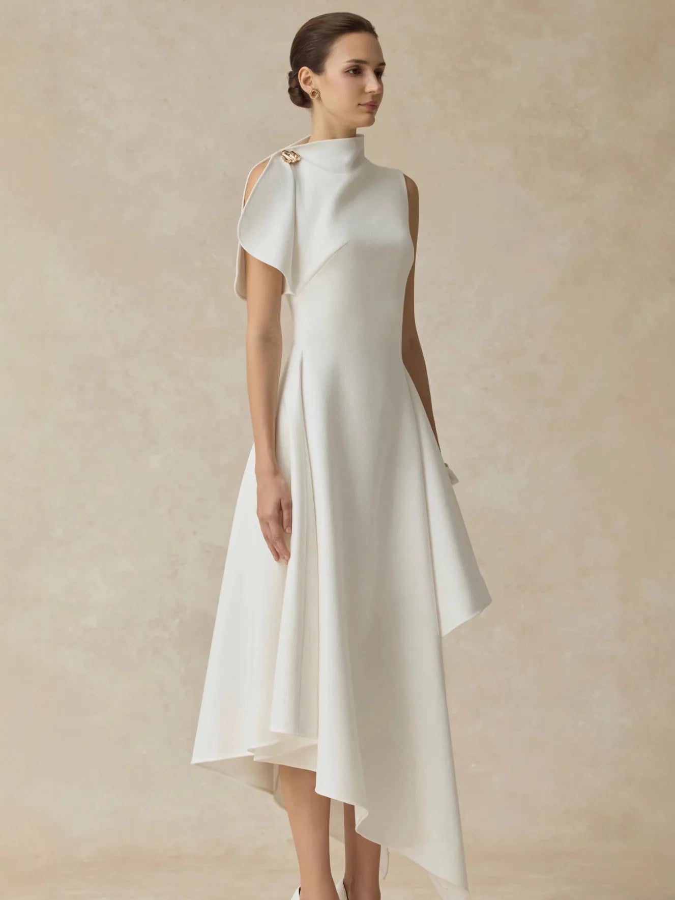 2026 Spring Fashion Elegant White Satin Stretch Evening Dress High-Wai Anyra Noir Collection 2026 Spring Fashion Elegant White Satin Stretch Evening Dress High-Wai Anyra Noir Collection